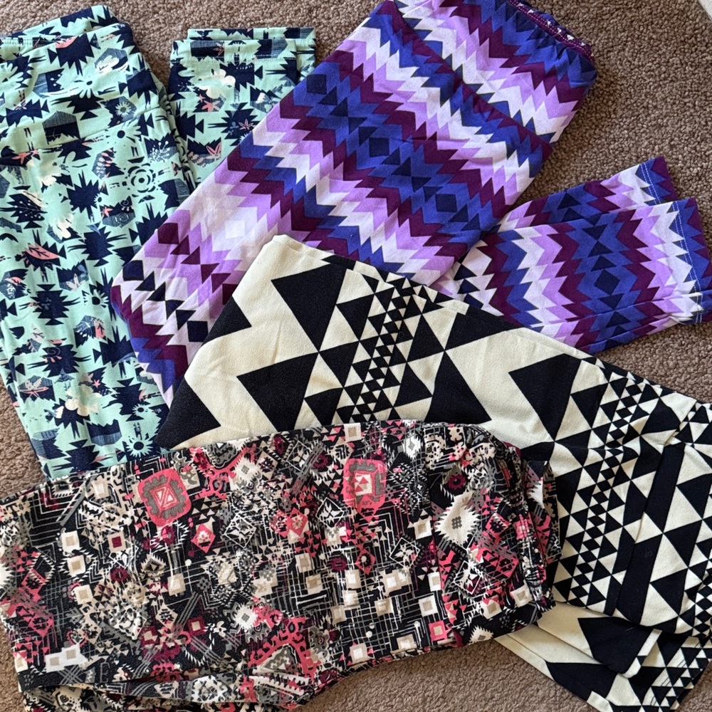 LuLaRoe OS Patterned Leggings - Geometric Set of 4